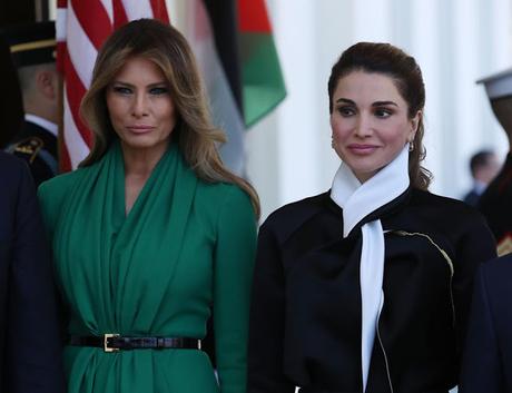 Melania visits school with Queen Rania