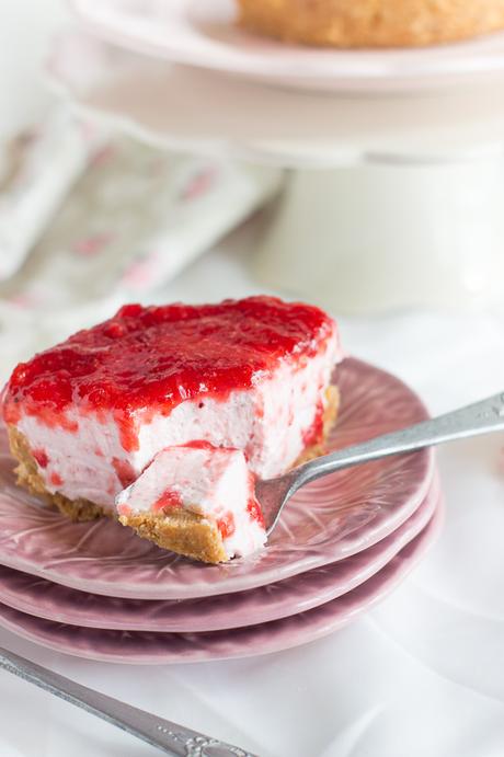 Tarta de queso y fresa de reciclaje