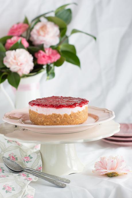 Tarta de queso y fresa de reciclaje