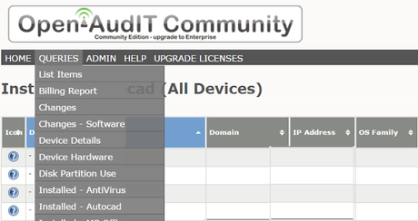 Como obetener un listado de equipos con Autocad desde OpenAudit