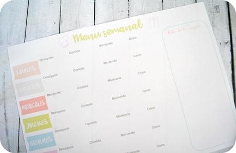 Imprimibe: Menu semanal Imprimibe: Menu semanal