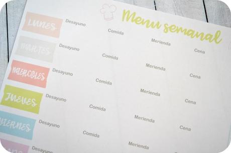 Imprimibe: Menu semanal Imprimibe: Menu semanal