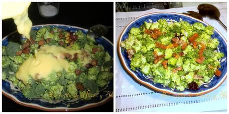 Ensalada de brócoli con frutos secos y vinagreta de mostaza y miel
