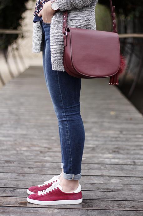 Burgundy sneakers