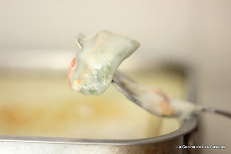 Lasaña de Espinacas con Palitos de Cangrejo