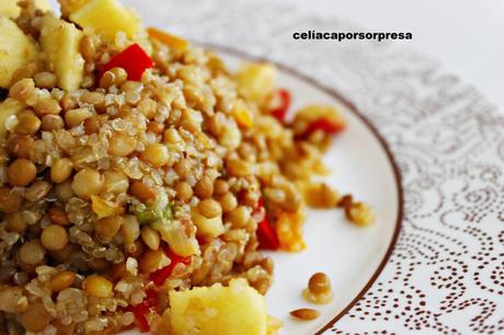 LENTEJAS CON QUINOA, VERDURAS Y MANZANA ROJA