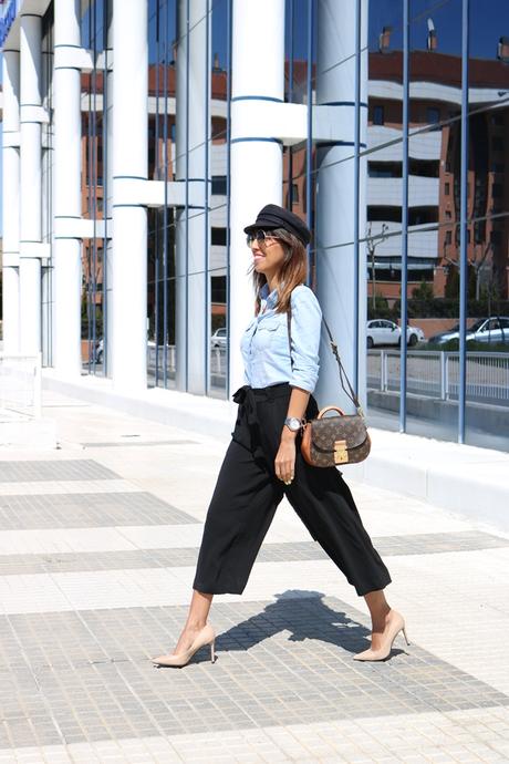 looks street style inspiracion con pantalones culottes con sneakers o tacones