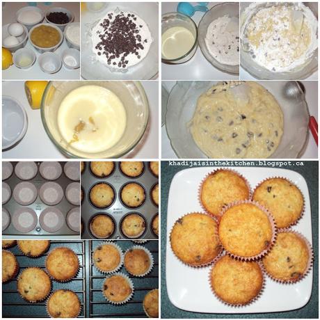 MUFFINS AUX BANANES ET PÉPITES DE CHOCOLAT / BANANA-CHOCOLATE CHIPS MUFFINS / MUFFINS CON BANANAS Y CHISPAS DE CHOCOLATE / مافن الموز و حبيبات الشوكولاتة