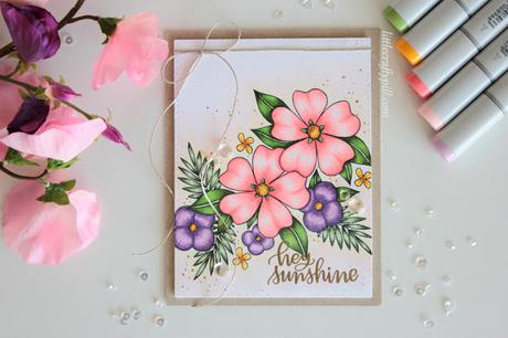 Floral Card colored with COPIC MARKERS