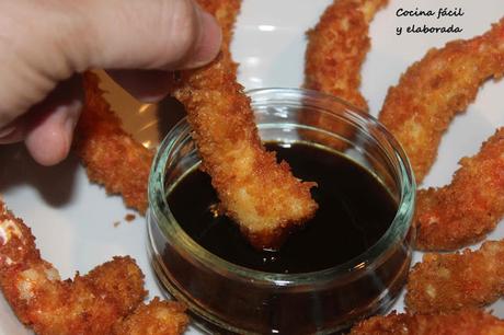 GAMBONES EMPANADOS EN PANKO CON SALSA TONKATSU