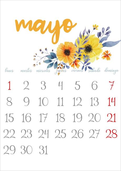 Imprimible: Calendario Mayo 2017