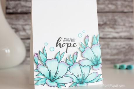 Turquoise flowers with Altenew and Simon Says Stamp