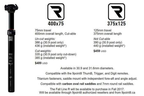 9Point8 Fall Line R: la tija telescópica más ligera del mercado