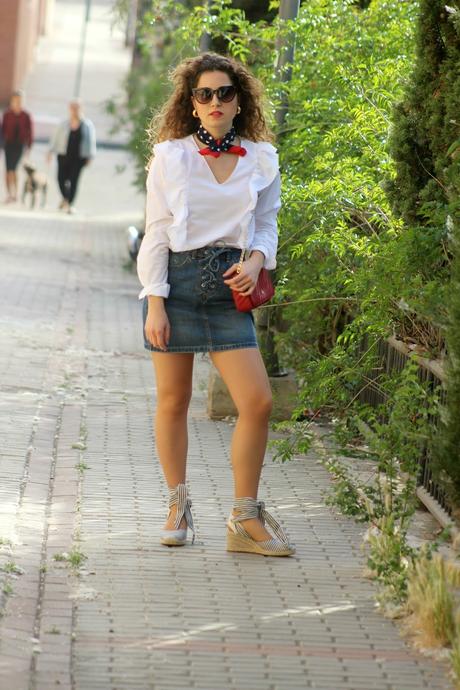 Camisa volantes+ falda denim Camisa volantes+ falda denim