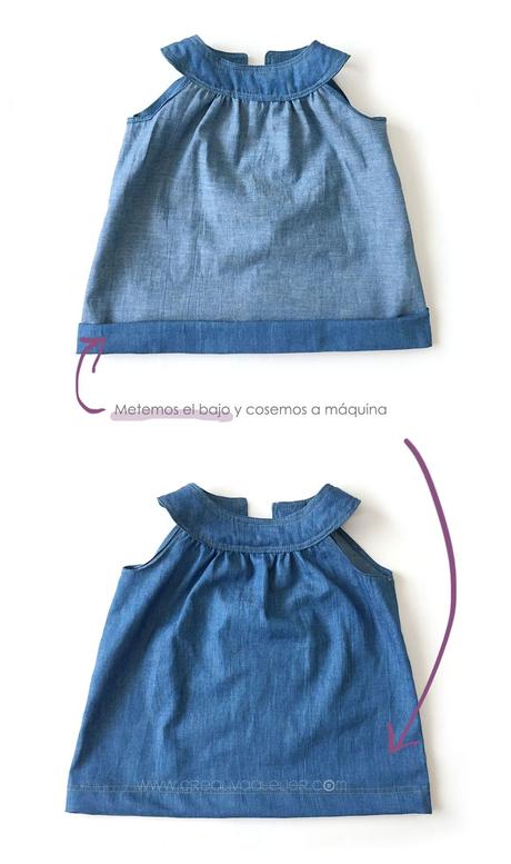 Vestido vaquero de bebé DIY - Tutorial y patrón