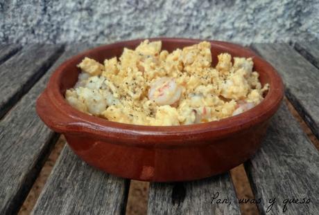 Revuelto de rape y gambas Revuelto de rape y gambas