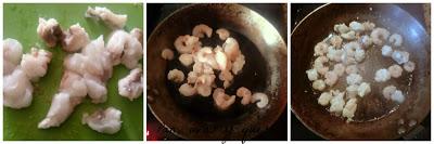 Revuelto de rape y gambas Revuelto de rape y gambas