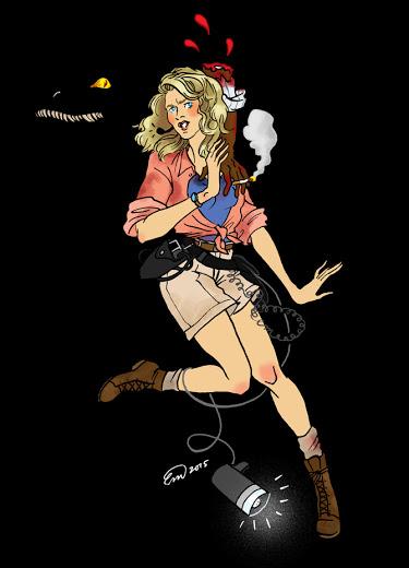 Las Pin-Ups de Jurassic Park por Emma Munger