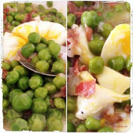 Guisantes con jamón y huevo poché Guisantes con jamón y huevo poché