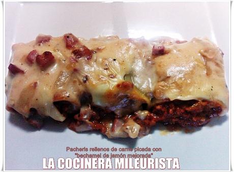 Paccheris rellenos carne picada 