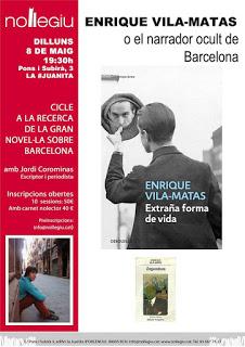 Lunes 8, 19h30, Vila-matas o el narrador oculto de Barcelona en Nollegiu