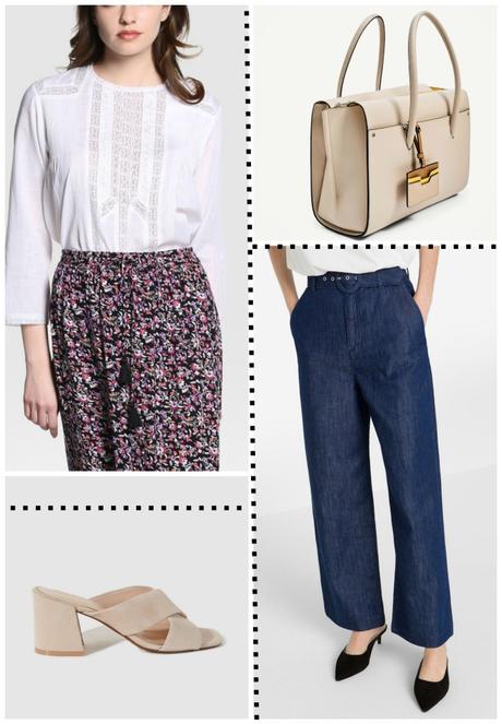 Camisa de encaje con pantalón de talle alto Camisa de encaje con pantalón de talle alto