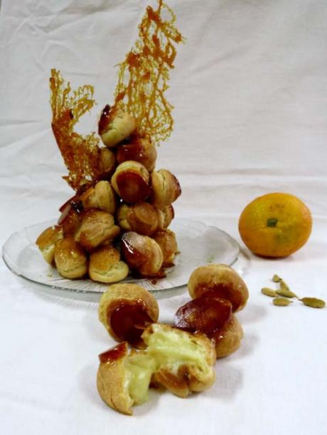 croquembouche con crema de naraja y cardamomo | #rainydaybitescookbookclub