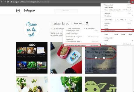 publicar en instagram desde ordenador chrome