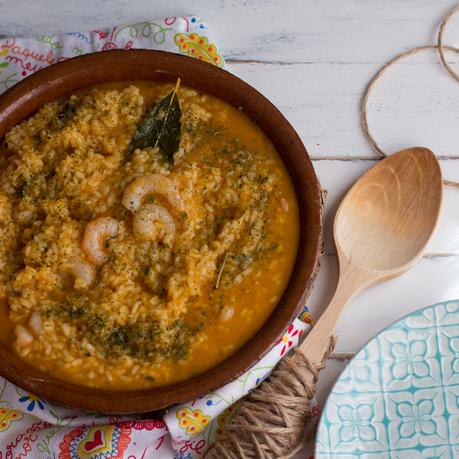 arroz caldoso con gambas hecho con thermomix