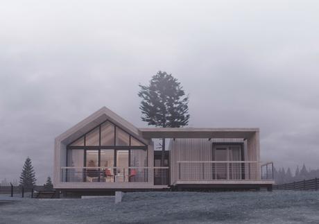 Proyecto 3D de una casa modular de madera