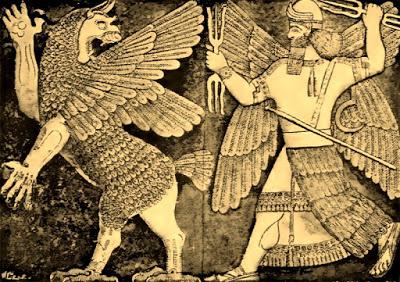 Marduk y Mushushu, mostrando su poderío. Marduk y Mushushu, mostrando su poderío.