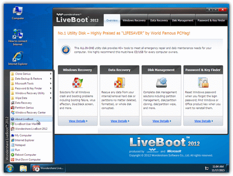 Wondershare LiveBoot 2012 v7.0.1 LiveCD, Sistema Operativo Live Para Reparar Tu Sistema Operativo