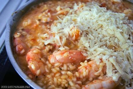 Risotto de gambas y tomates semi secos