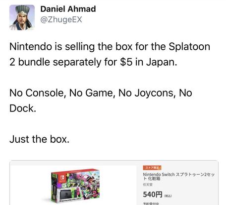 Se venden cajas de Nintendo Switch por separado a cuatro euros