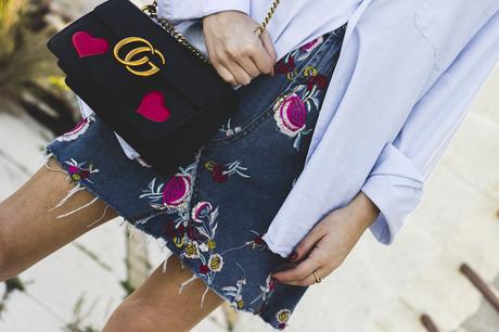 EMBROIDERED DENIM SKIRT