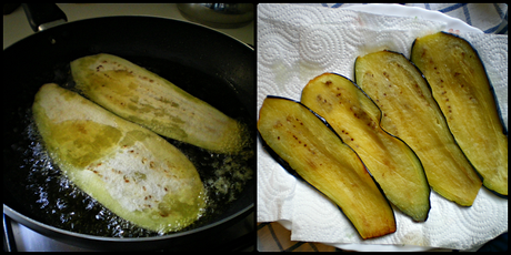 Láminas de berenjena fritas