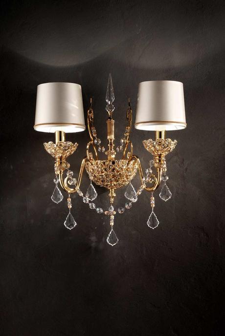 masiero aplique Imperials 12 Gold Plated a mano, Made in Italy, Made with Crystal garlands