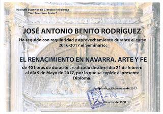 PATRIMONIO DE ARTE Y FE EN NAVARRA Atractivo curso sobre el periodo renacentista durante el segundo semestre del 2017