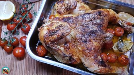 Pollo asado con tomates Pollo asado con tomates