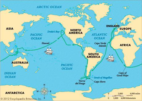Ruta alrededor del mundo de Francis Drake