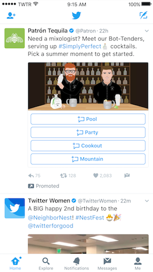 Twitter lanza Direct Message Card para el uso de bots Twitter lanza Direct Message Card para el uso de bots