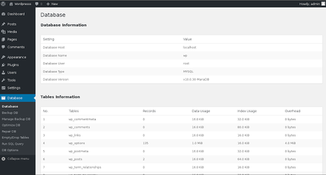 Plugin para administrar la Base de Datos de WordPress