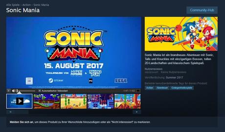 Sonic Mania llegaría el 15 de agosto según Steam