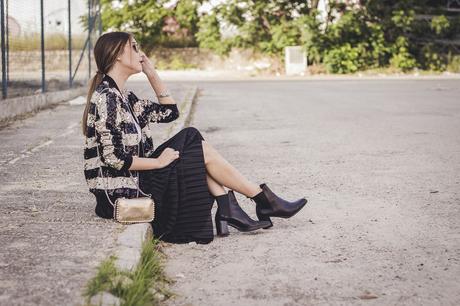 PLEATED MIDI SKIRT + THE PERFECT TRENDY BOMBER JACKET