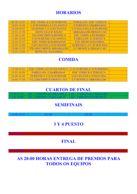 TORNEO INTERNACIONAL VILA DE VERÍN 2017: Horarios y normas