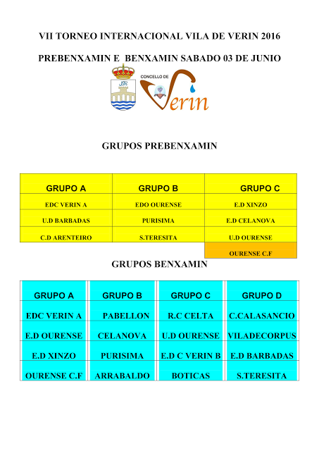 TORNEO INTERNACIONAL VILA DE VERÍN 2017: Horarios y normas