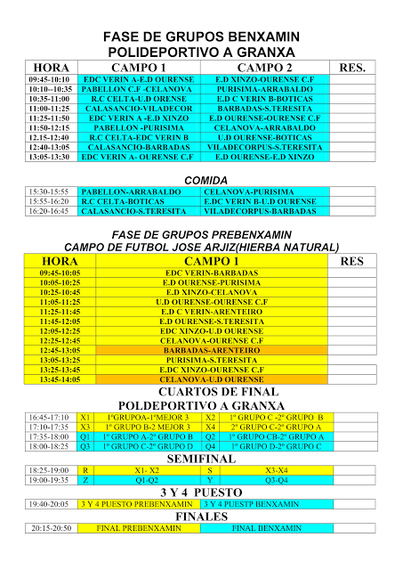 TORNEO INTERNACIONAL VILA DE VERÍN 2017: Horarios y normas