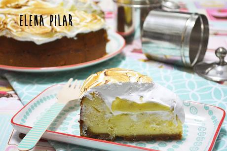 Cheesecake de chocolate blanco, lima y merengue Cheesecake de chocolate blanco, lima y merengue