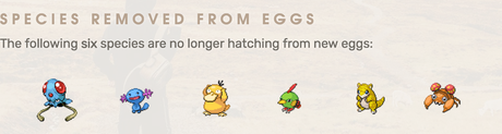 Seis pokémon ya no salen en huevos de Pokémon GO Seis pokémon ya no salen en huevos de Pokémon GO