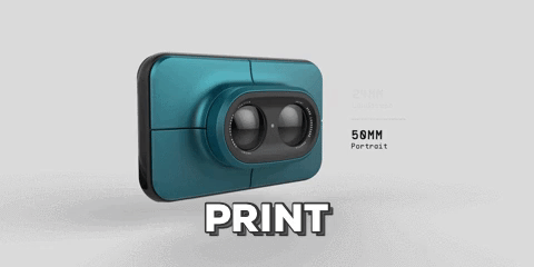 Print, un nuevo concepto de cámara híbrida digital e instantánea con un diseño moderno y atractivo GIF animado